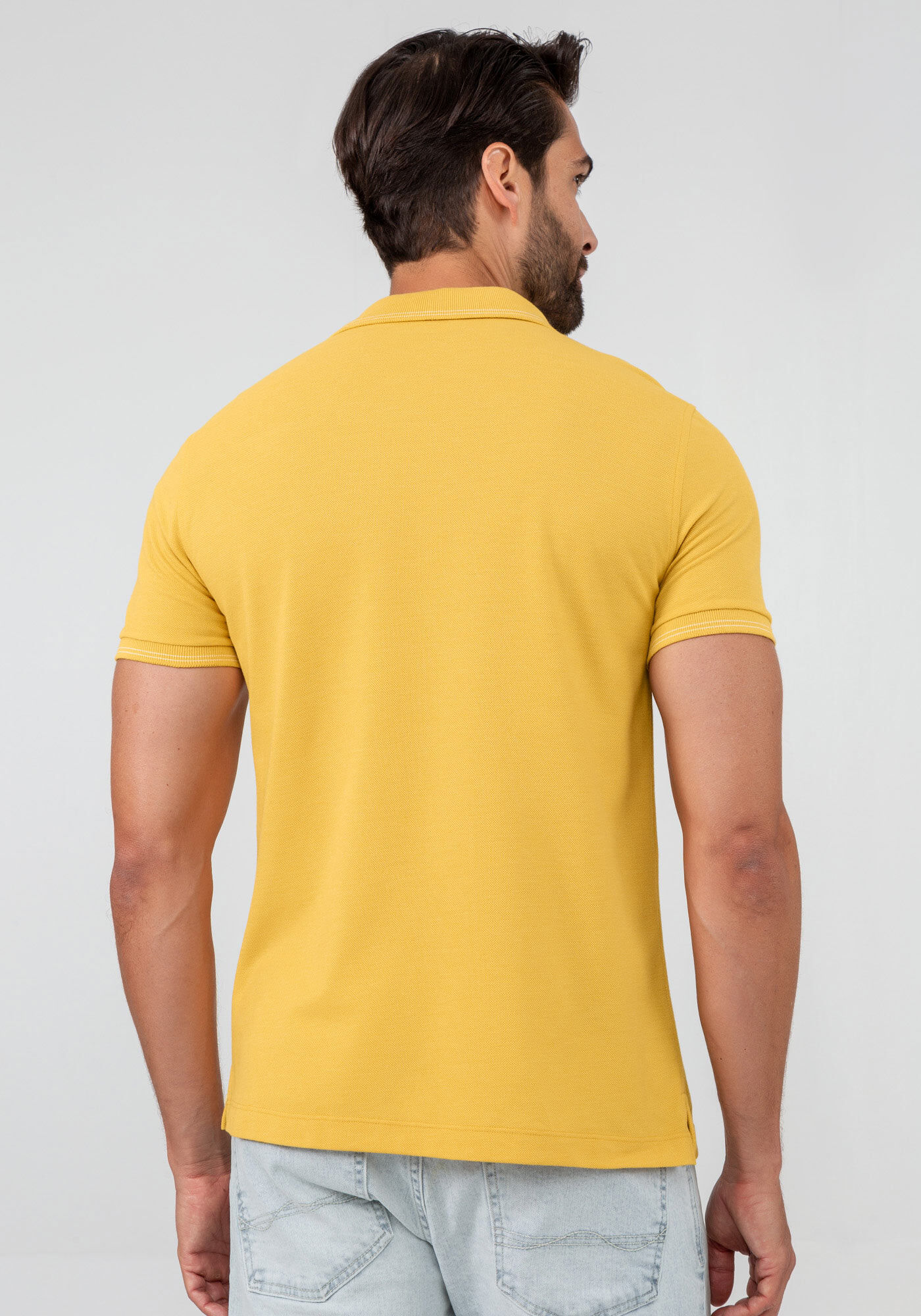 Camisa Polo Masculina em Malha Piquet, AMARELO GAUDI, large.