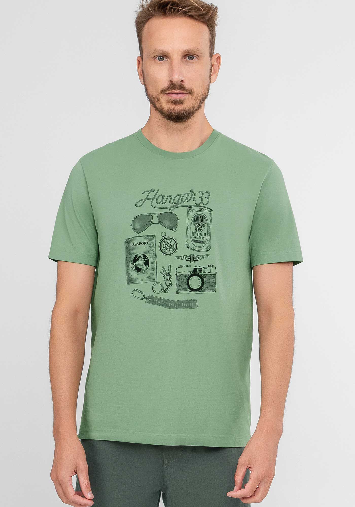 Camisa verde estampada store