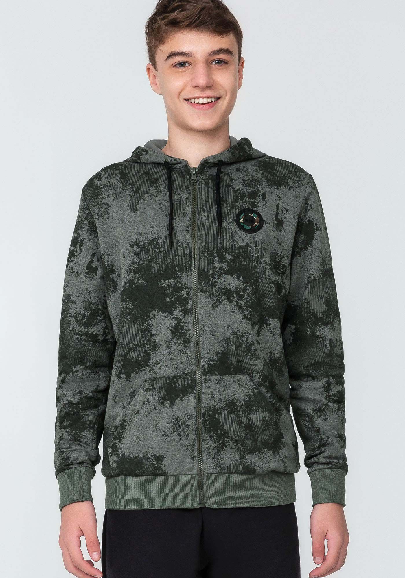 Jaqueta em Moletom Estampada Juvenil, MAPA VERDE, large.