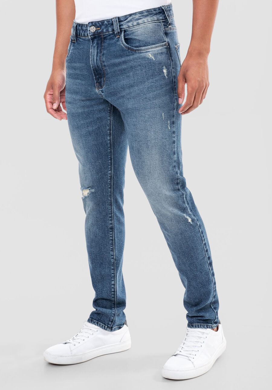 Calça Jeans Skinny Masculina com Bolso Celular, JEANS, large.
