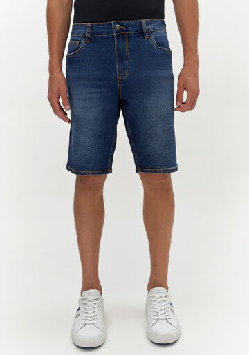 Bermuda Jeans Masculina Reta Escura, JEANS. Bermuda Jeans Masculina Reta Escura, JEANS, large.