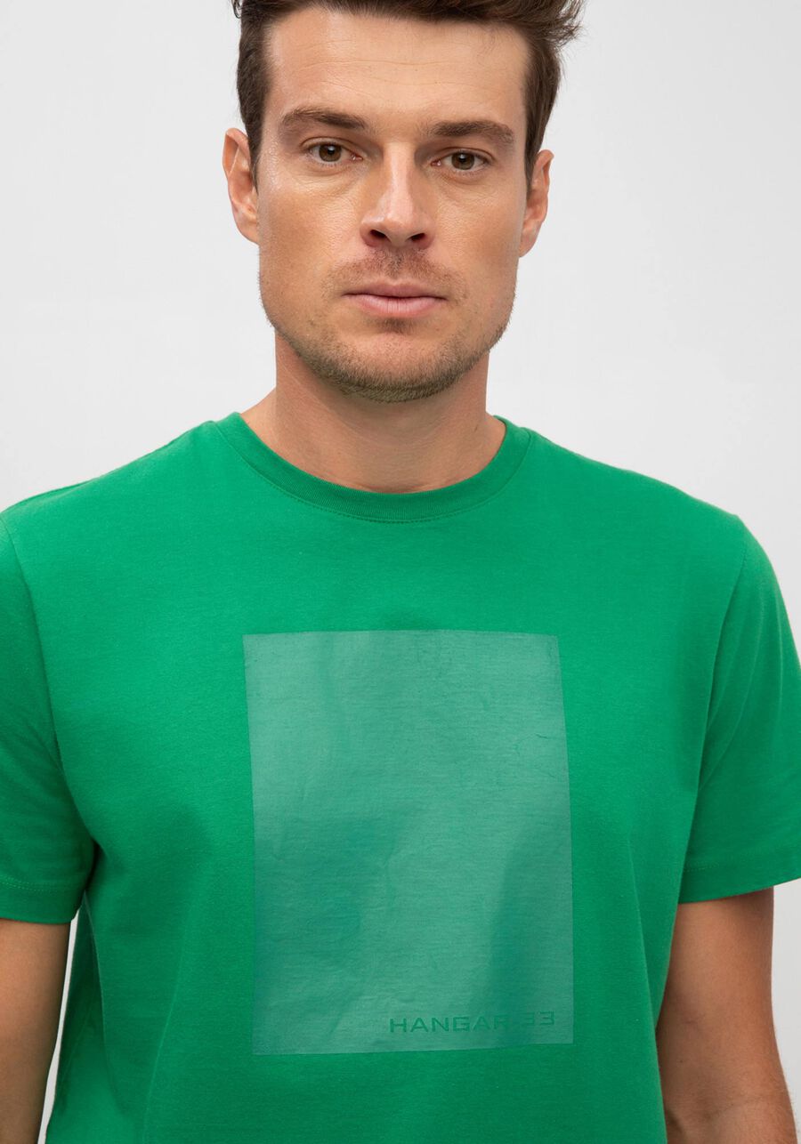 Camiseta Masculina em Malha com Estampa Bloco, VERDE ALBERCA. Camiseta Masculina em Malha com Estampa Bloco, VERDE ALBERCA, large.