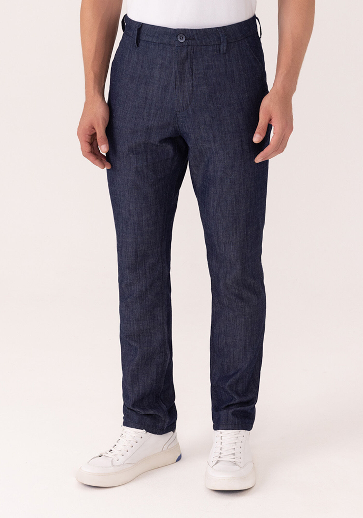 Cal&ccedil;a Slim Turbofan Em Jeans Amaciado Com Linho, JEANS, large.