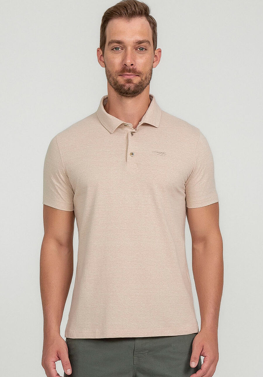 Camisa Polo Malha Terra com Retilínea, BEGE COUNTRY. Camisa Polo Malha Terra com Retilínea, BEGE COUNTRY, large.