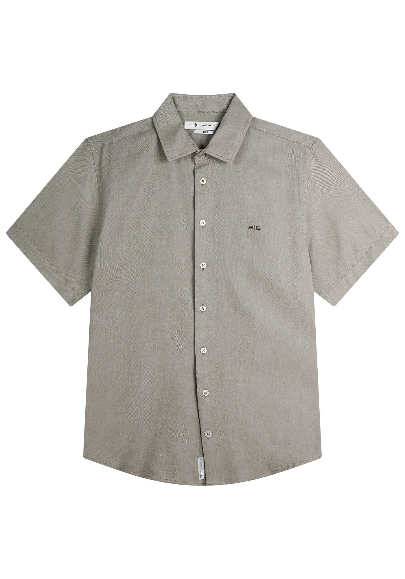 Camisa Manga Curta Masculina Slim Fit, VERDE GOLF, large.