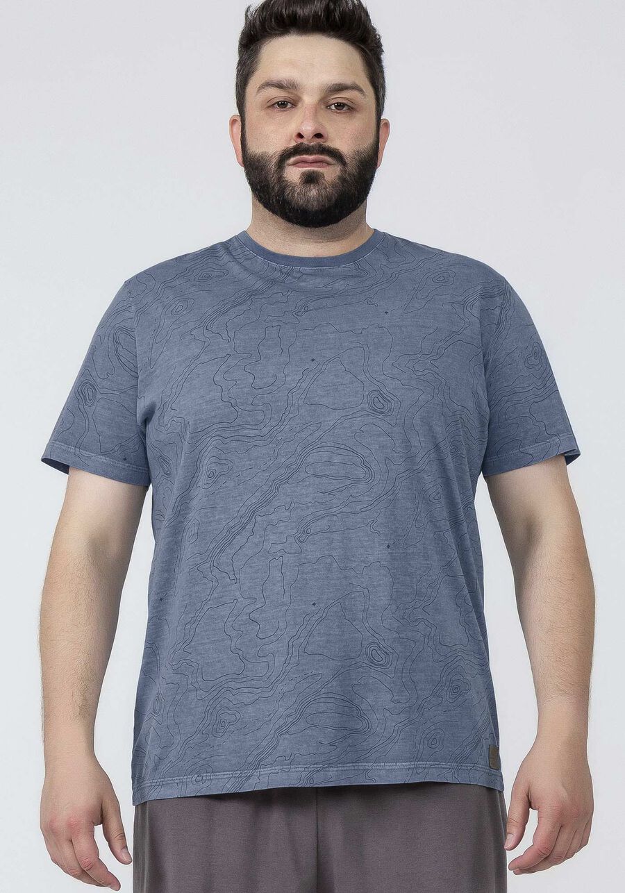 Camiseta Masculina Estampada Big & Tall, AZUL DOCK, large.