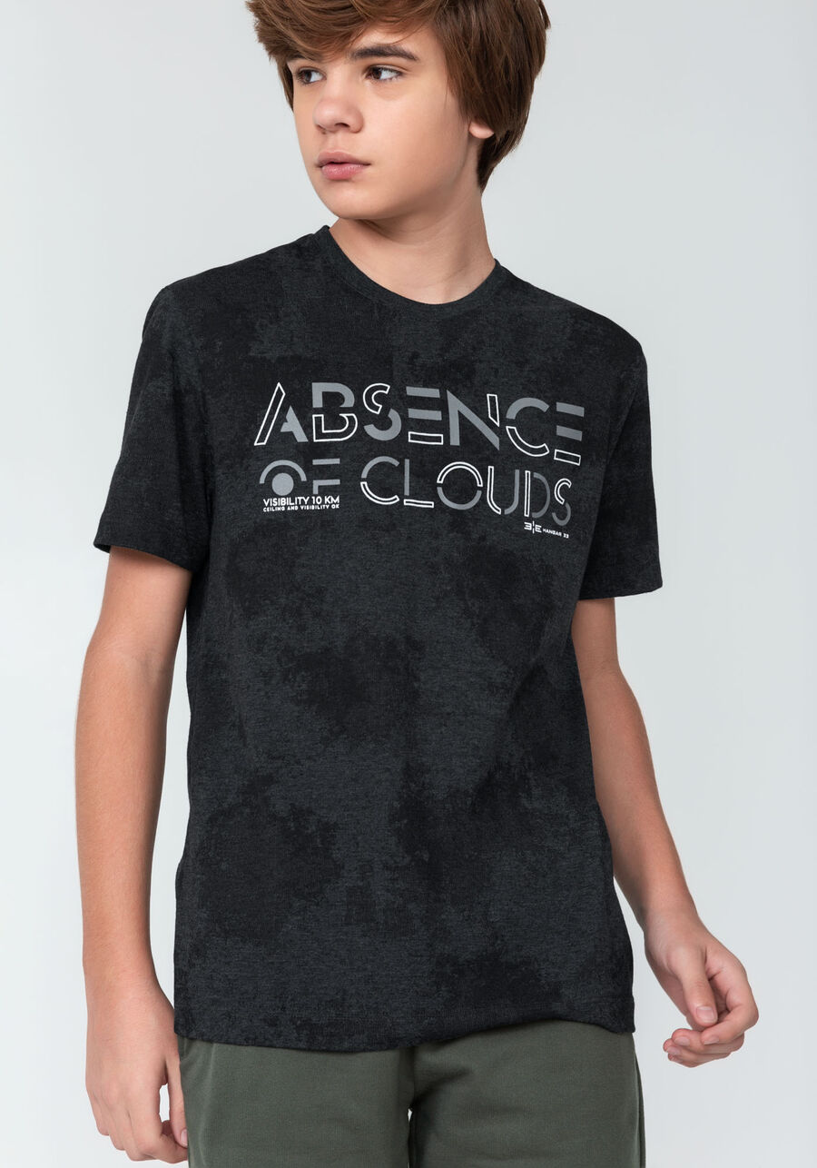 Camiseta em Malha Estampada Juvenil, MAPA PRETO. Camiseta em Malha Estampada Juvenil, MAPA PRETO, large.