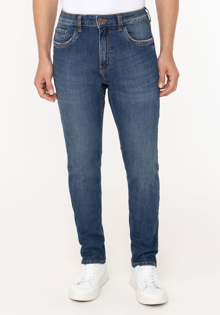 Calça Jeans Masculina Turbofan Slim Com Bolsos E Elastano, JEANS. Calça Jeans Masculina Turbofan Slim Com Bolsos E Elastano, JEANS, large.