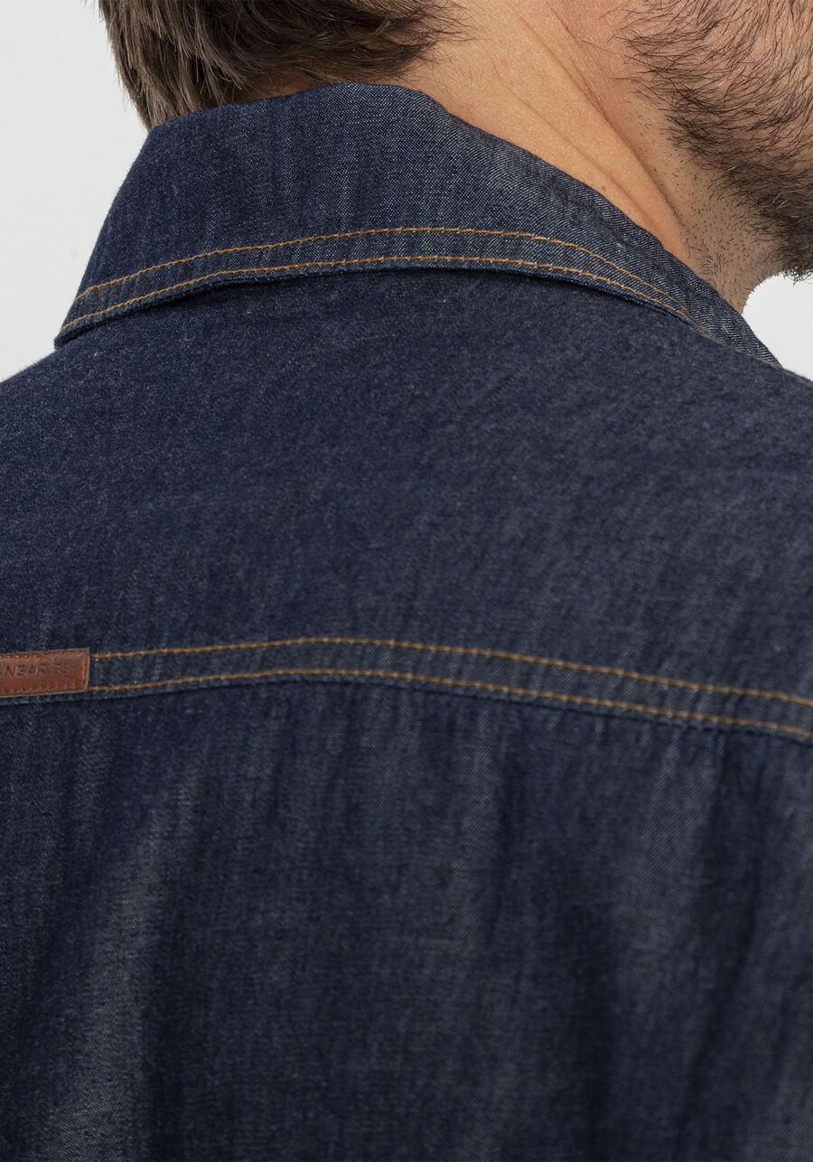 Camisa masculina Manga Longa, JEANS ESCURO. Camisa masculina Manga Longa, JEANS ESCURO, large.