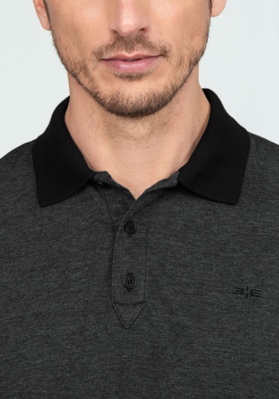 Camisa Polo em Malha Flex com Retilínea, PRETO REATIVO. Camisa Polo em Malha Flex com Retilínea, PRETO REATIVO, large.