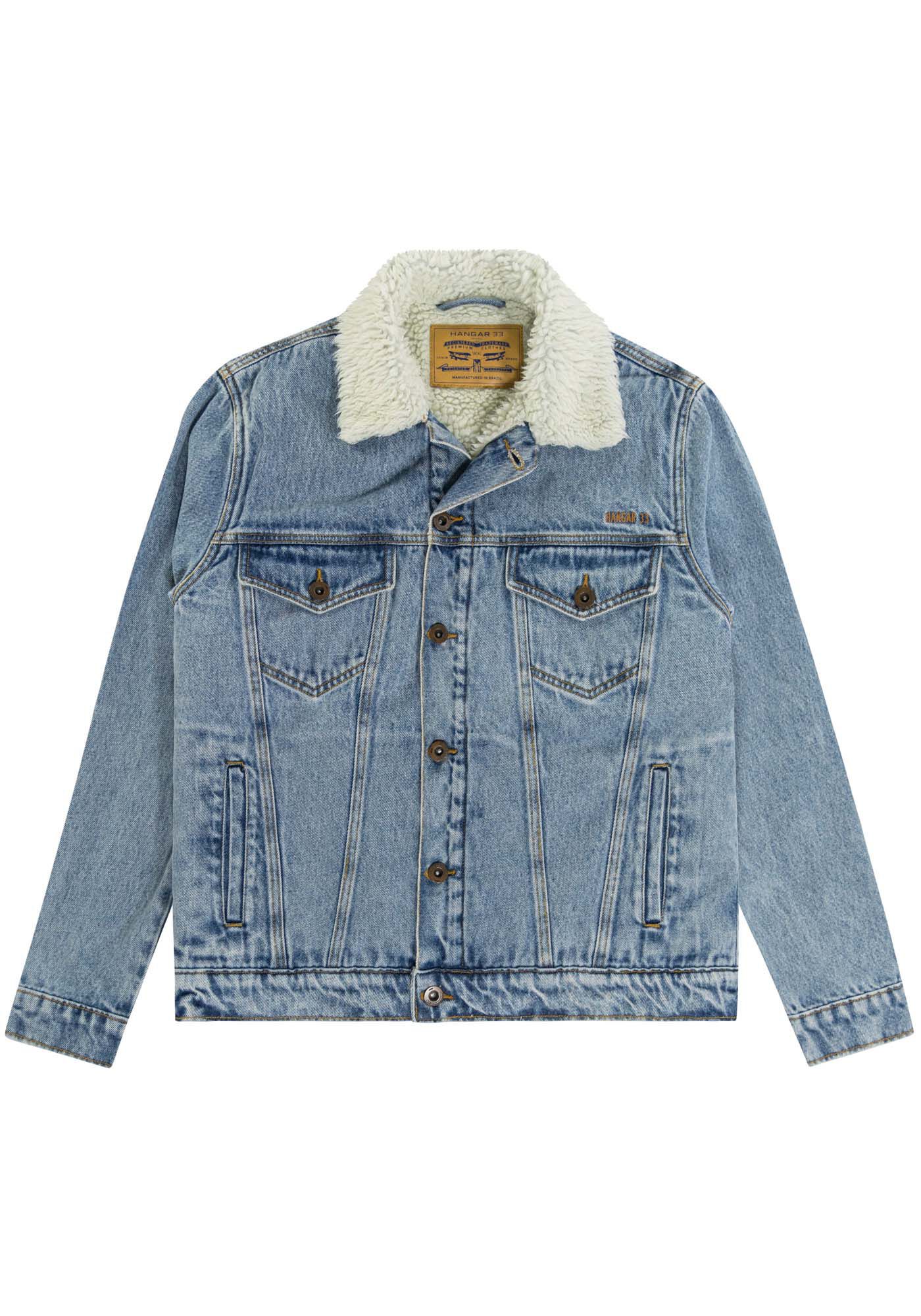 Jaqueta Jeans Masculina com Forro Pelo, JEANS, large.