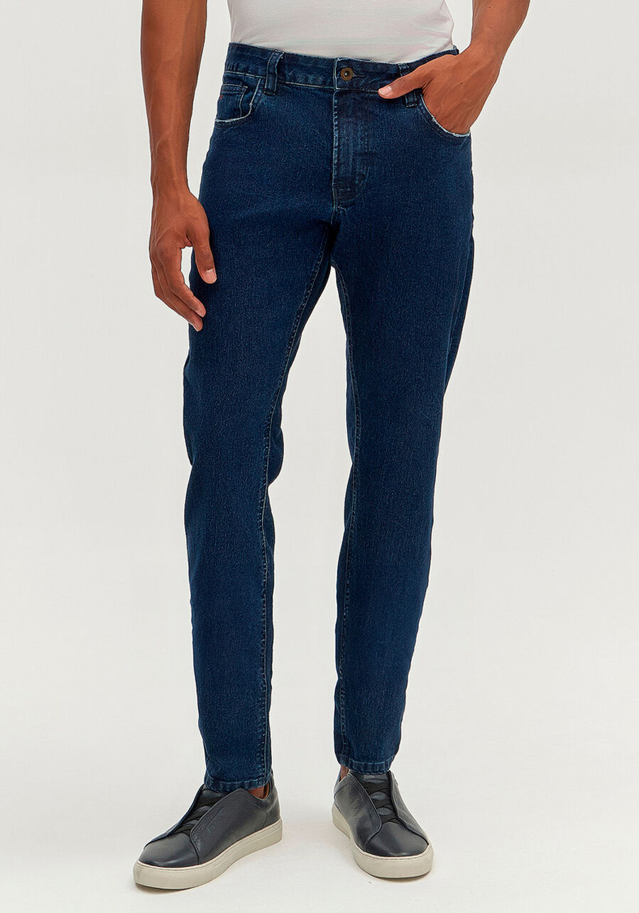 Calça Jeans Masculina Slim Escura, JEANS. Calça Jeans Masculina Slim Escura, JEANS, large.