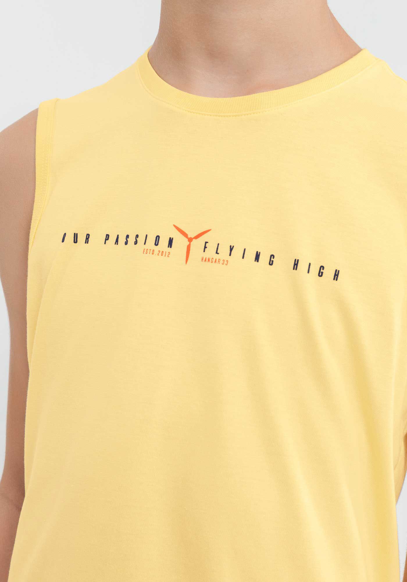 Regata Juvenil Masculina Reta Estampada, AMARELO  ROSITA, large.