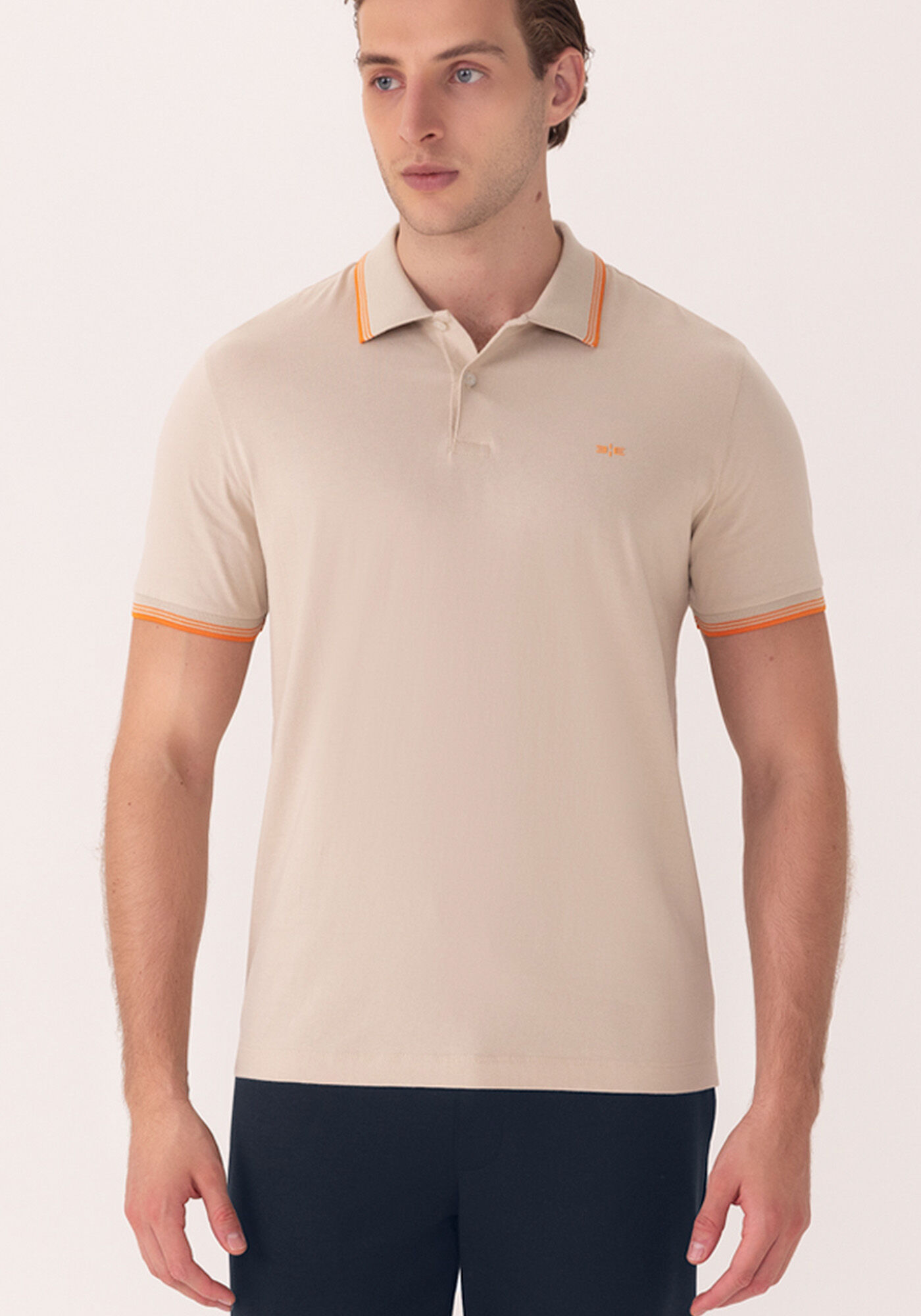 Camisa Polo De Mangas Curtas Em Algod&atilde;o Respons&aacute;vel, BEGE SILVERSTONE, large.