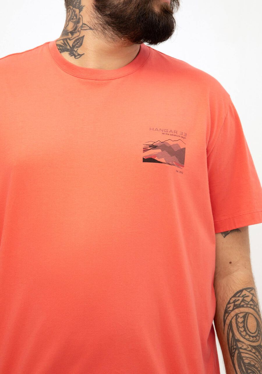 Camiseta Masculina Big & Tall com Detalhe Estampado, LARANJA GILD. Camiseta Masculina Big & Tall com Detalhe Estampado, LARANJA GILD, large.
