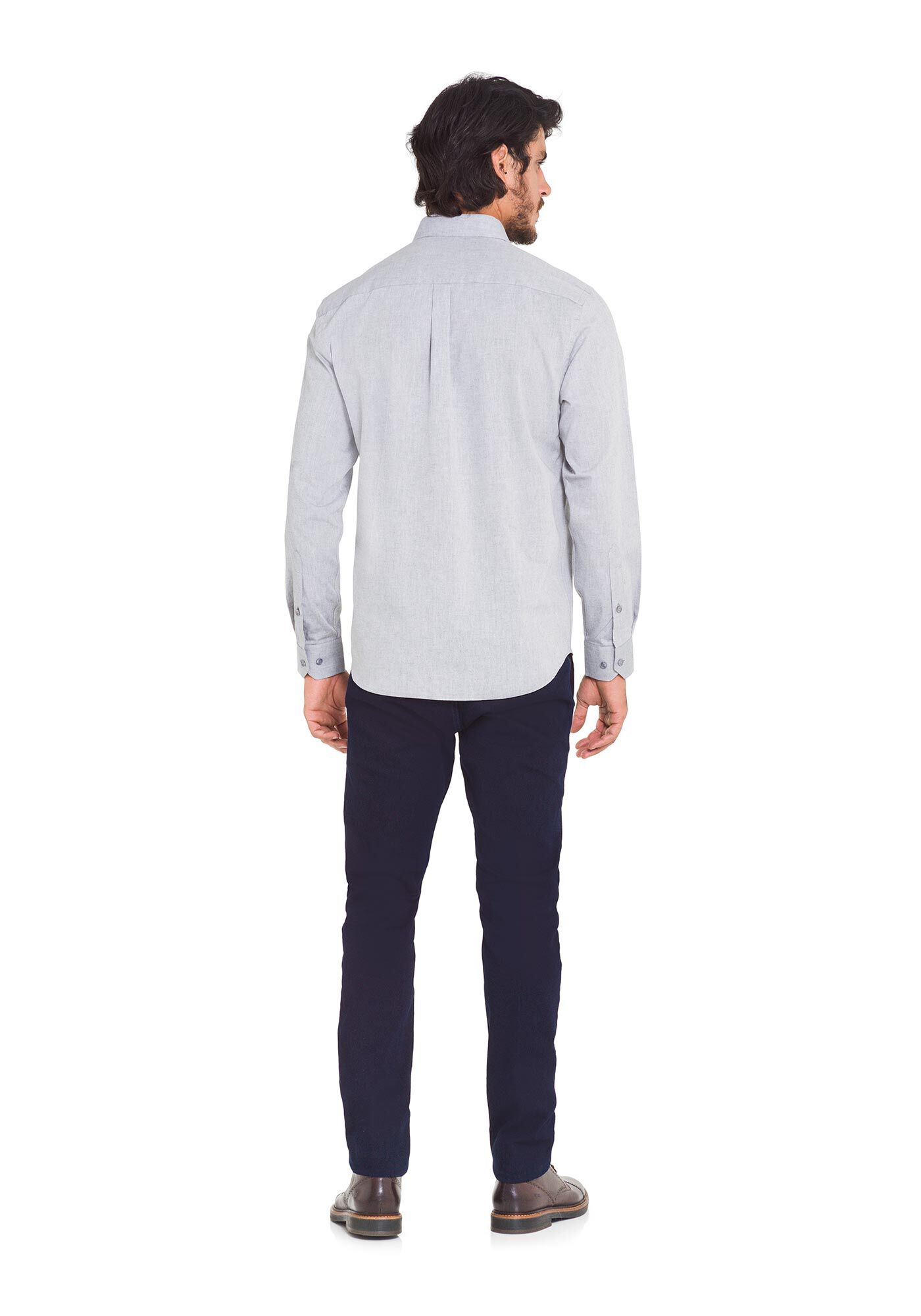 Camisa Comfort Tecido Plano, CINZA, large.