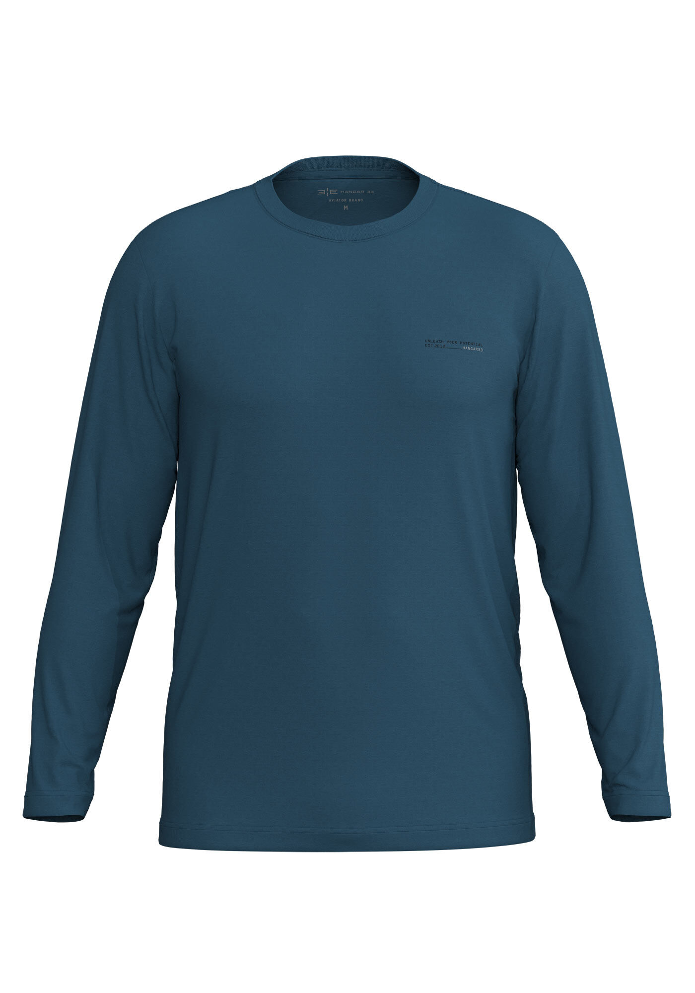 Camiseta De Mangas Longas Com Gola Redonda Em Malha Modal, AZUL FRANCA, large.