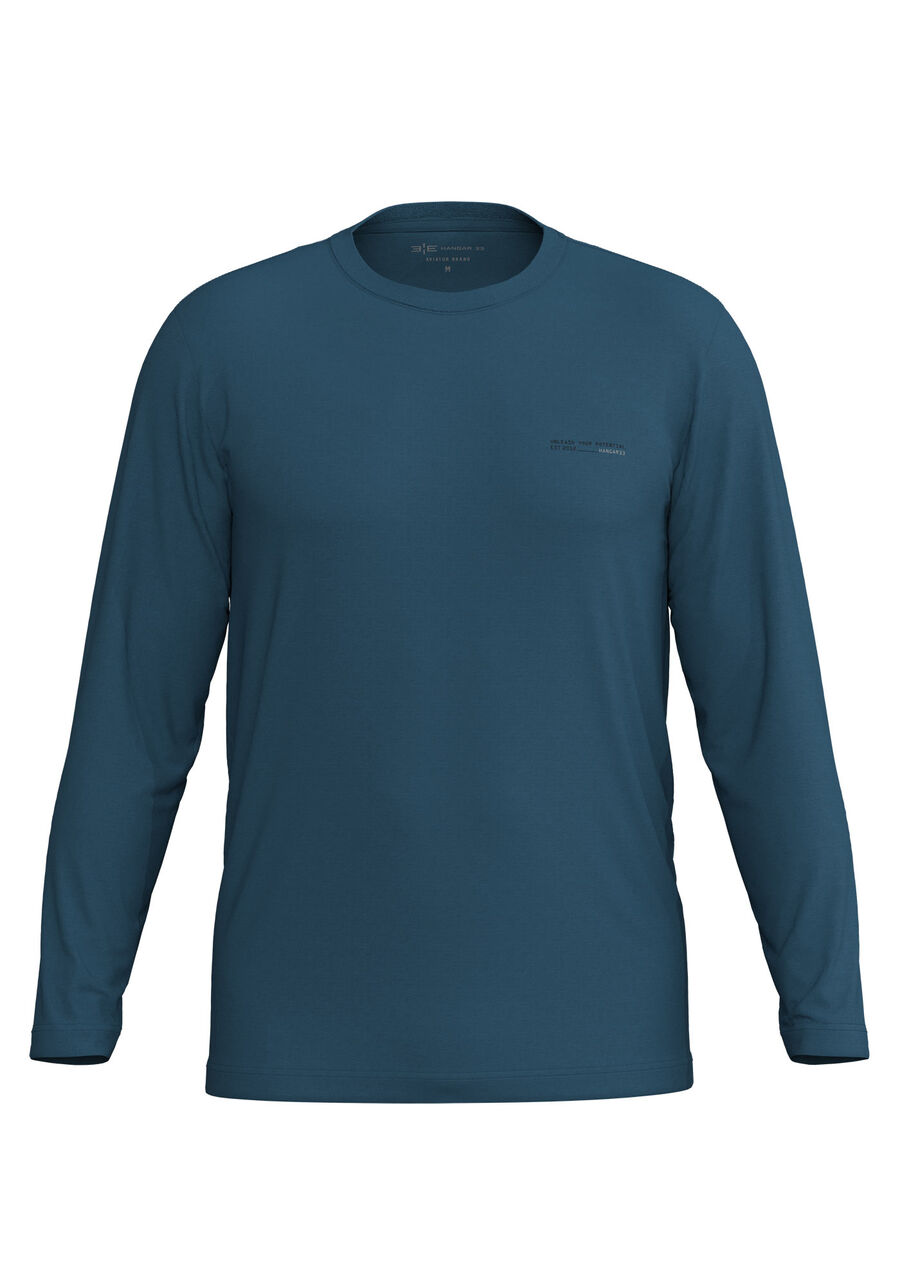 Camiseta De Mangas Longas Com Gola Redonda Em Malha Modal, AZUL FRANCA. Camiseta De Mangas Longas Com Gola Redonda Em Malha Modal, AZUL FRANCA, large.