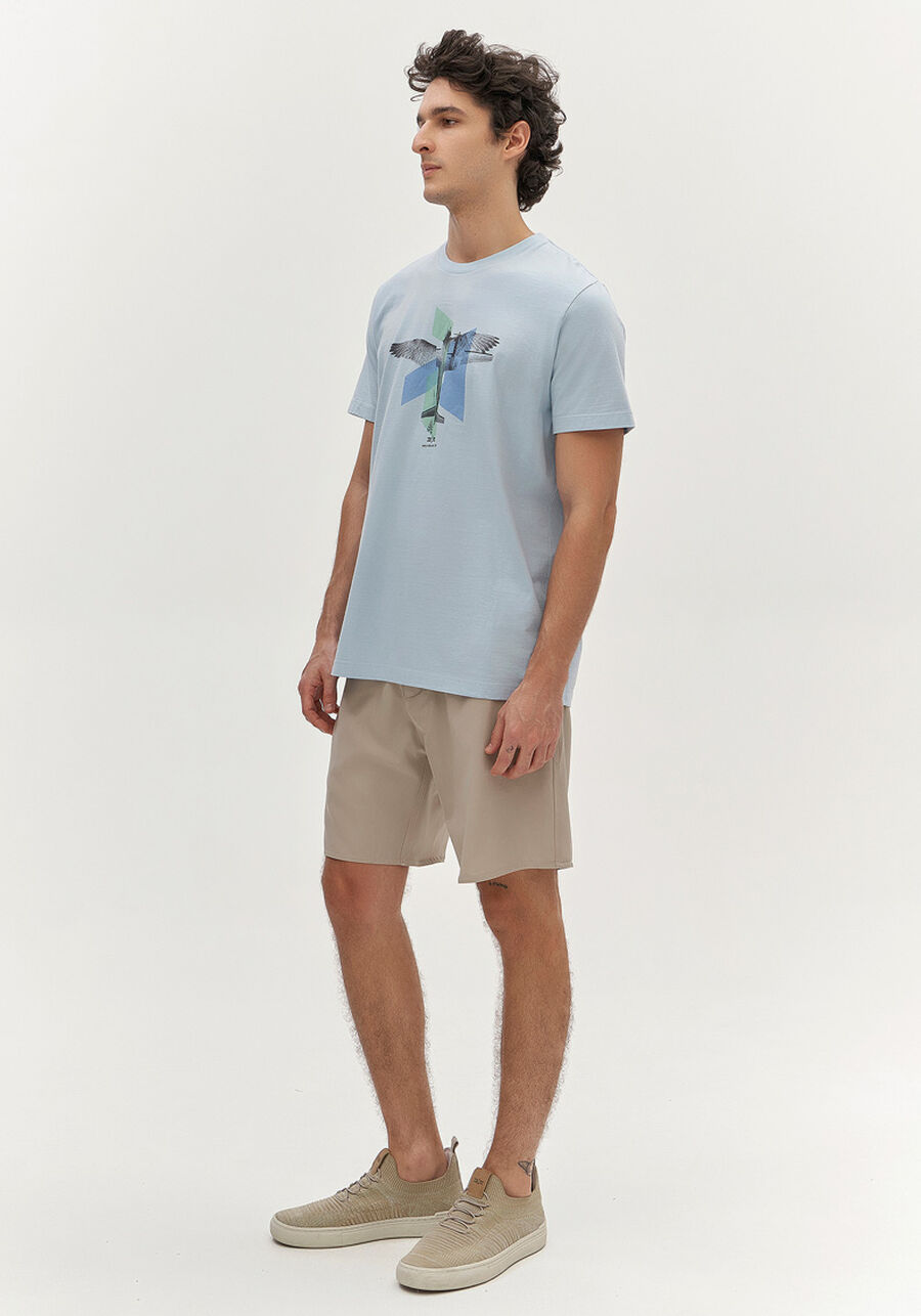 Camiseta Masculina em Malha Estampada, AZUL EXPRIM. Camiseta Masculina em Malha Estampada, AZUL EXPRIM, large.