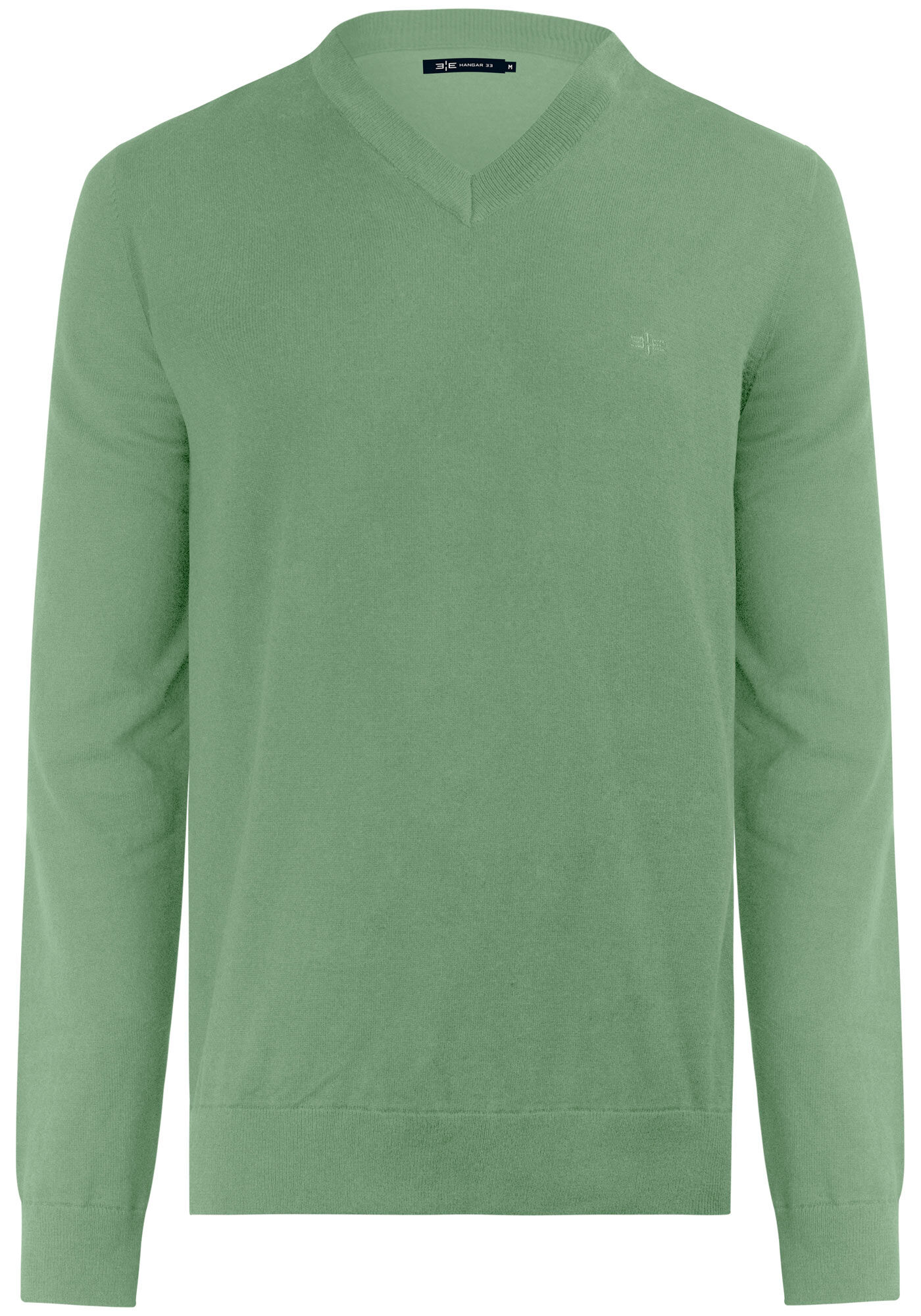 Blus&atilde;o B&aacute;sico Em Tric&ocirc; Com Mangas Longas E Gola V, VERDE MINERAL, large.