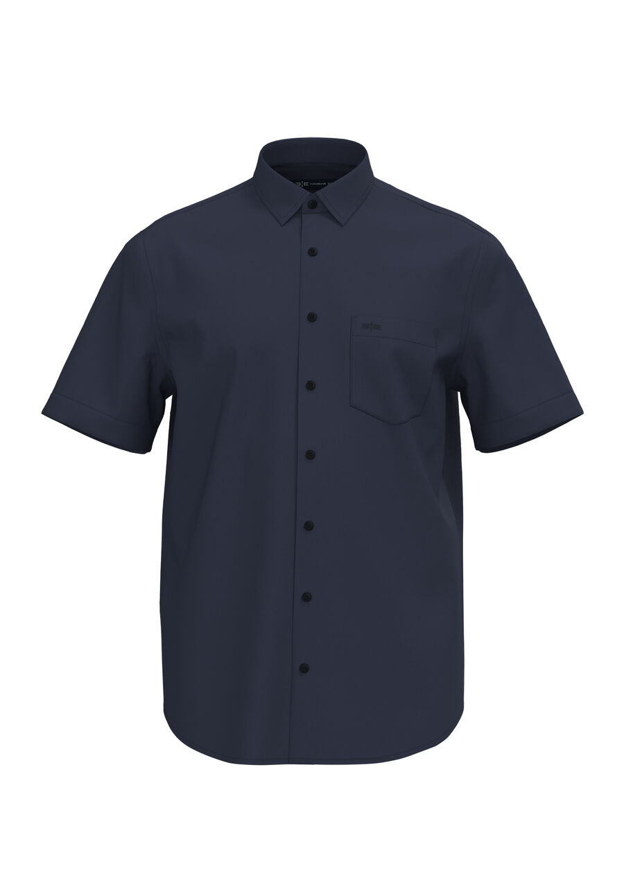Camisa Comfort De Mangas Curtas Com Bolso Funcional Bordado, MARINHO ACTION. Camisa Comfort De Mangas Curtas Com Bolso Funcional Bordado, MARINHO ACTION, large.