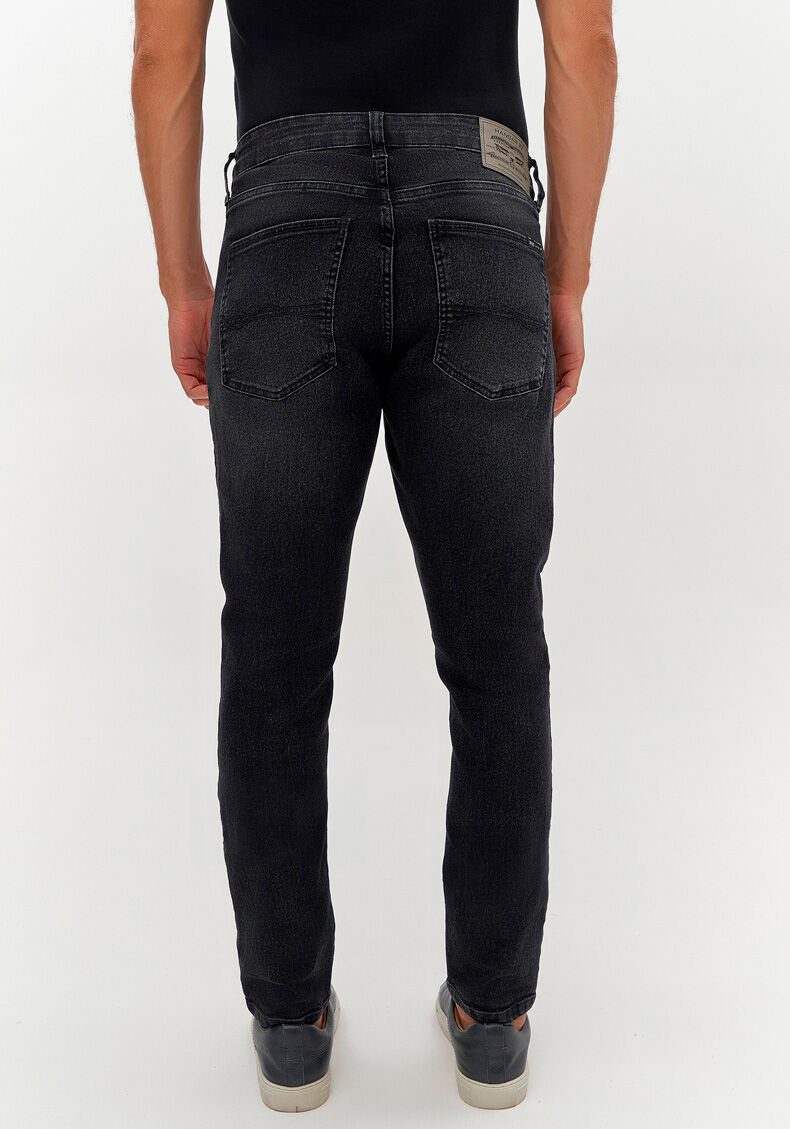 Cal&ccedil;a Jeans Masculina Skinny Preta Estonada, PRETO REATIVO, large.