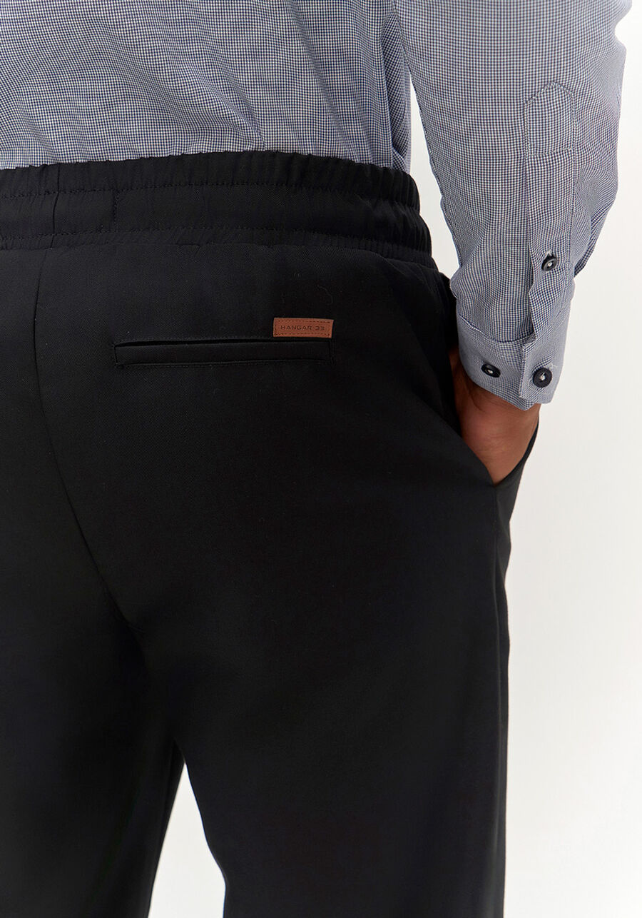 Calça Masculina Reta em Tecido Alfaiataria, PRETO REATIVO. Calça Masculina Reta em Tecido Alfaiataria, PRETO REATIVO, large.