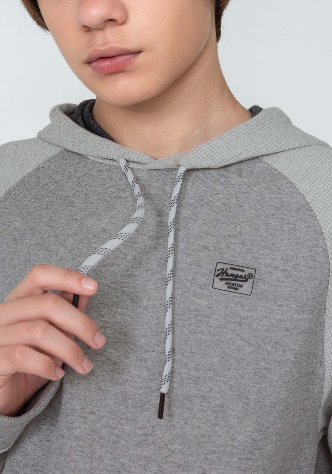 Blus&atilde;o em Moletom com Mangas Longas Pied Poule Juvenil, MESCLA MEDIO, large.