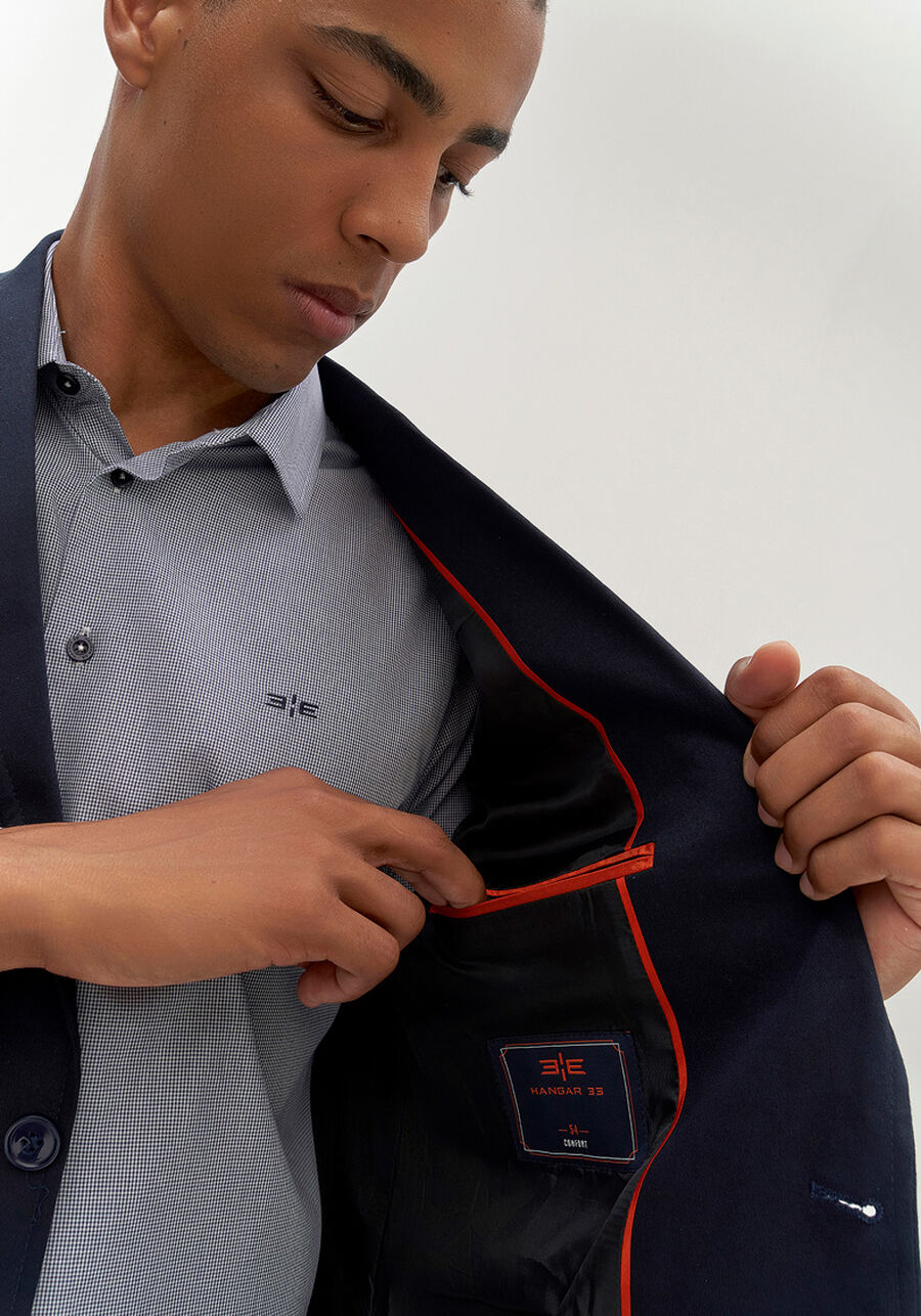 Blazer Social Comfort Em Sarja Com Elastano, MARINHO ACTION. Blazer Social Comfort Em Sarja Com Elastano, MARINHO ACTION, large.