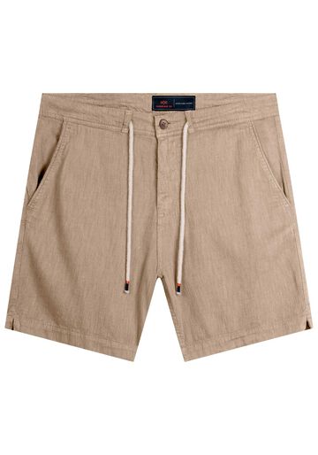 Shorts Jogging Com Cadarço Em Tecido Com Linho, BEGE PANAMA. Shorts Jogging Com Cadarço Em Tecido Com Linho, BEGE PANAMA, large.