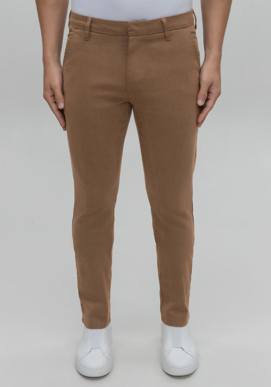 Calça sarja slim masculina ponto roma, MARROM MOCACCINO. Calça sarja slim masculina ponto roma, MARROM MOCACCINO, large.