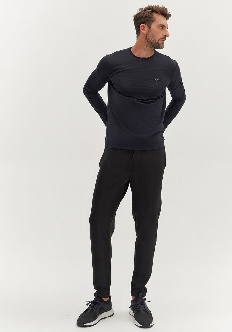 Camiseta De Mangas Longas Masculina Com Prote&ccedil;&atilde;o Solar, PRETO REATIVO, large.