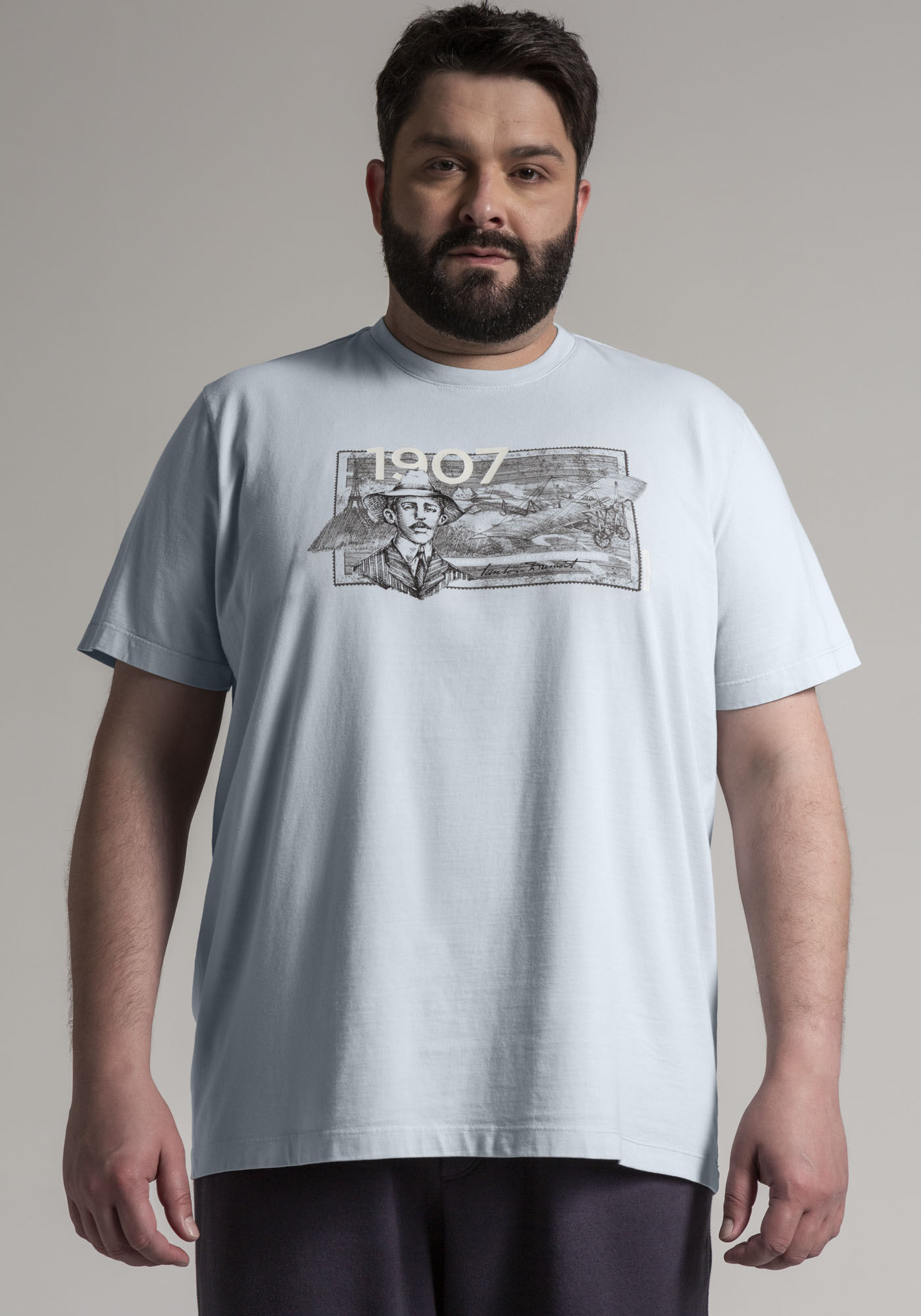 Camiseta Masculina Big & Tall Santos Dumont, AZUL PAZ, large.