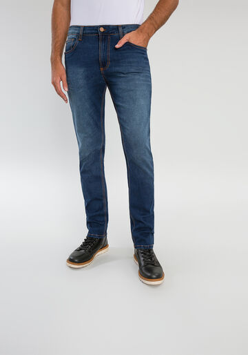 Calça Jeans Slim Turbofan, JEANS ESCURO, large.