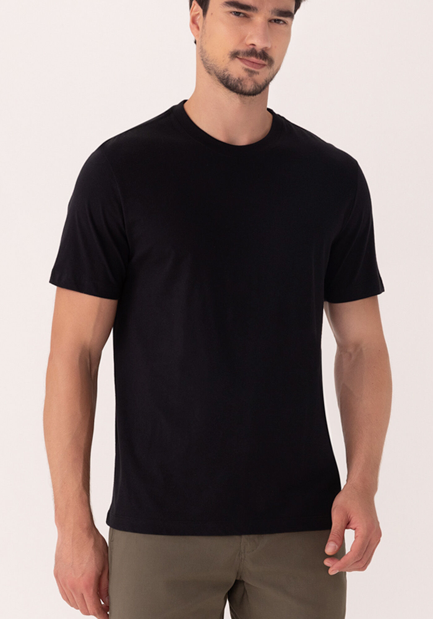 Camiseta Em Meia Malha De Algod&atilde;o Com Estampa Posterior, PRETO, large.