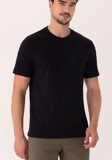 Camiseta Em Meia Malha De Algodão Com Estampa Posterior, PRETO. Camiseta Em Meia Malha De Algodão Com Estampa Posterior, PRETO, large.