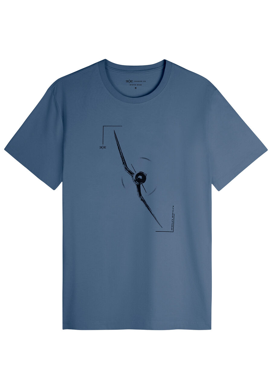Camiseta Masculina em Malha Estampada, AZUL DOCK. Camiseta Masculina em Malha Estampada, AZUL DOCK, large.