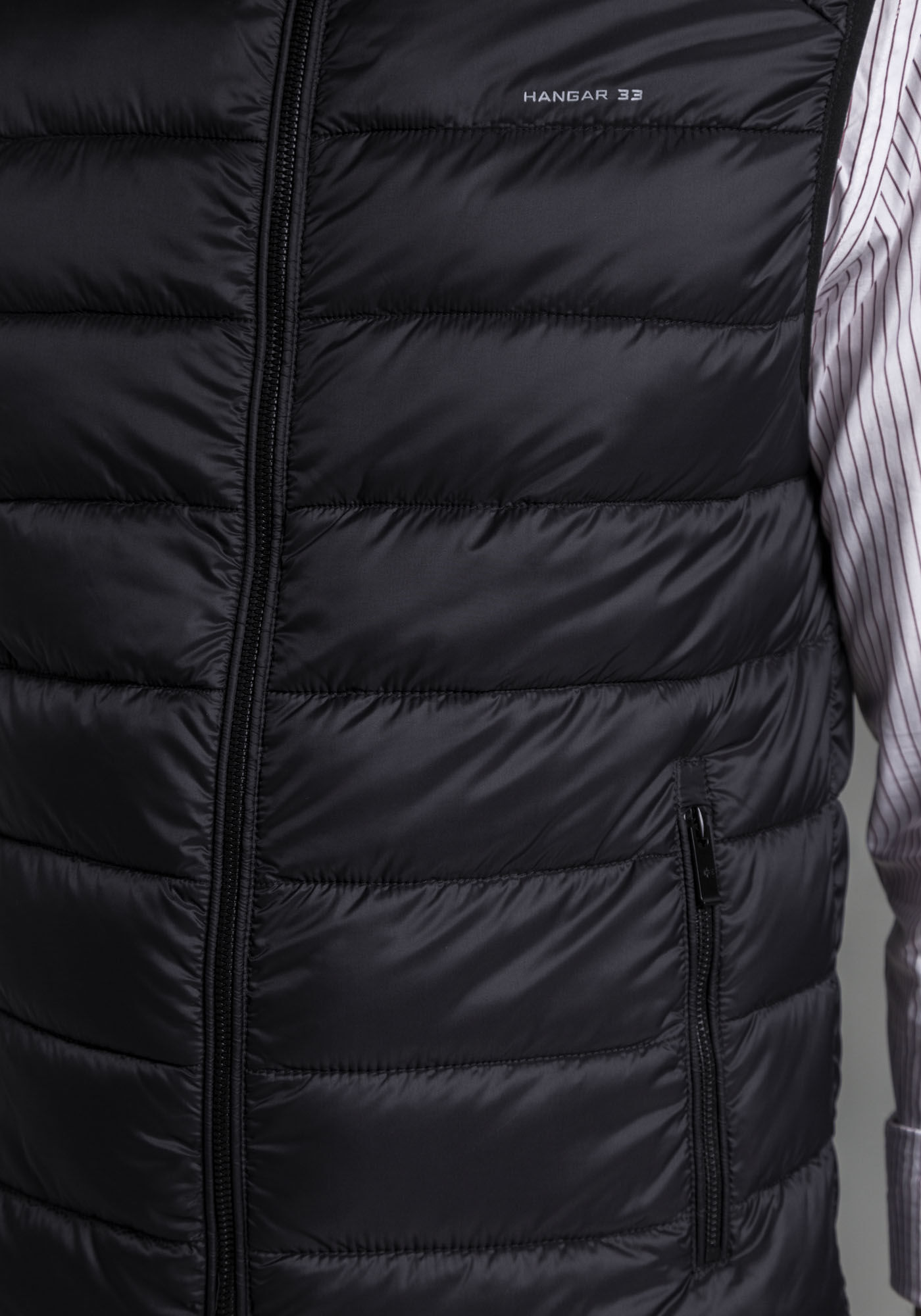 Colete Puffer De Gola Alta Com Z&iacute;per E Bolsos, PRETO REATIVO, large.