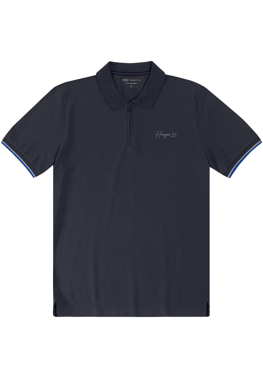 Camisa Polo em Malha Piquet com Retilínea, CINZA NOTI. Camisa Polo em Malha Piquet com Retilínea, CINZA NOTI, large.