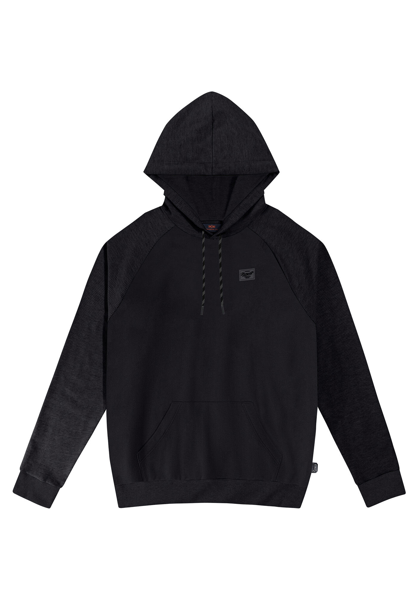 Blus&atilde;o em Moletom com Mangas Longas Pied Poule Juvenil, PRETO REATIVO, large.