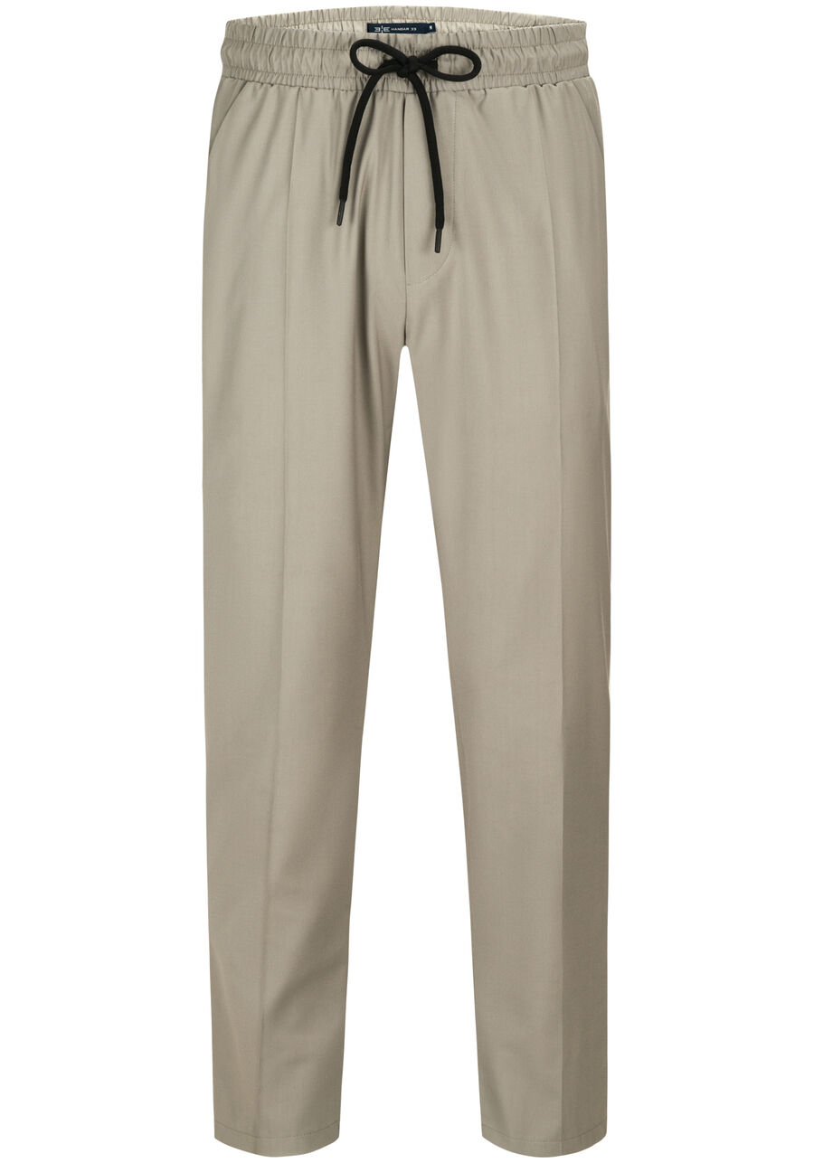 Calça Masculina em Tecido Alfaiataria com Cadarço, BEGE RUSSET. Calça Masculina em Tecido Alfaiataria com Cadarço, BEGE RUSSET, large.