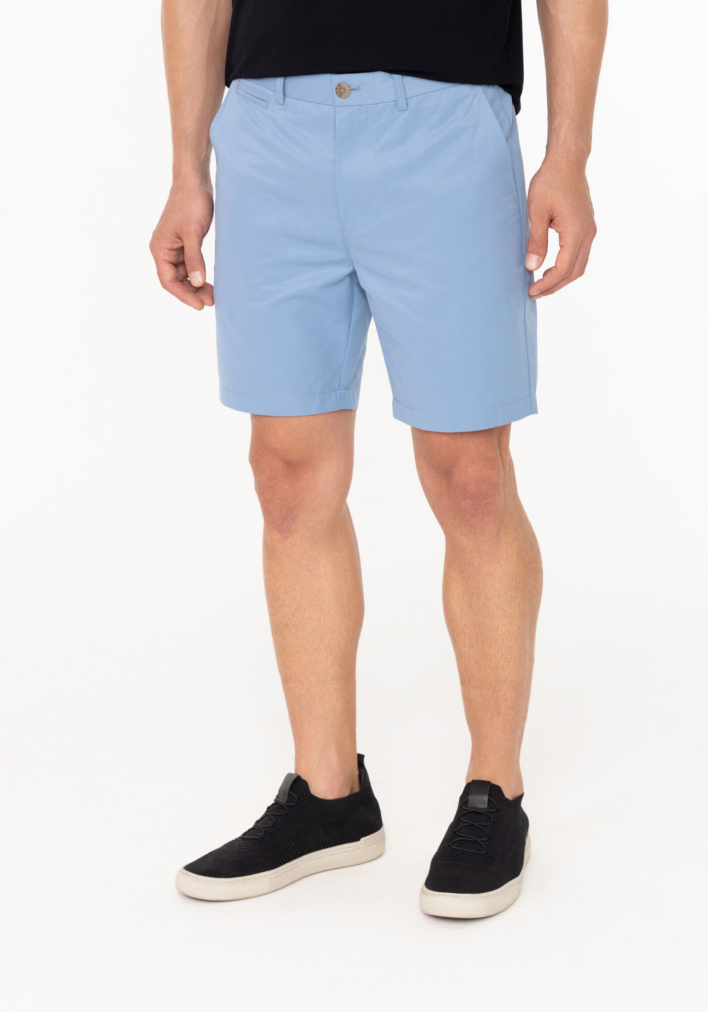 Shorts Em Tecido Plano Com Bolsos, AZUL BRIGHT, large.
