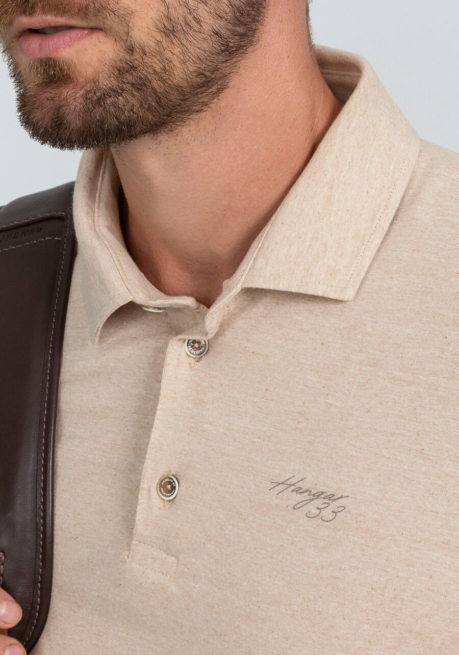 Camisa Polo Malha Terra com Retilínea, BEGE COUNTRY. Camisa Polo Malha Terra com Retilínea, BEGE COUNTRY, large.