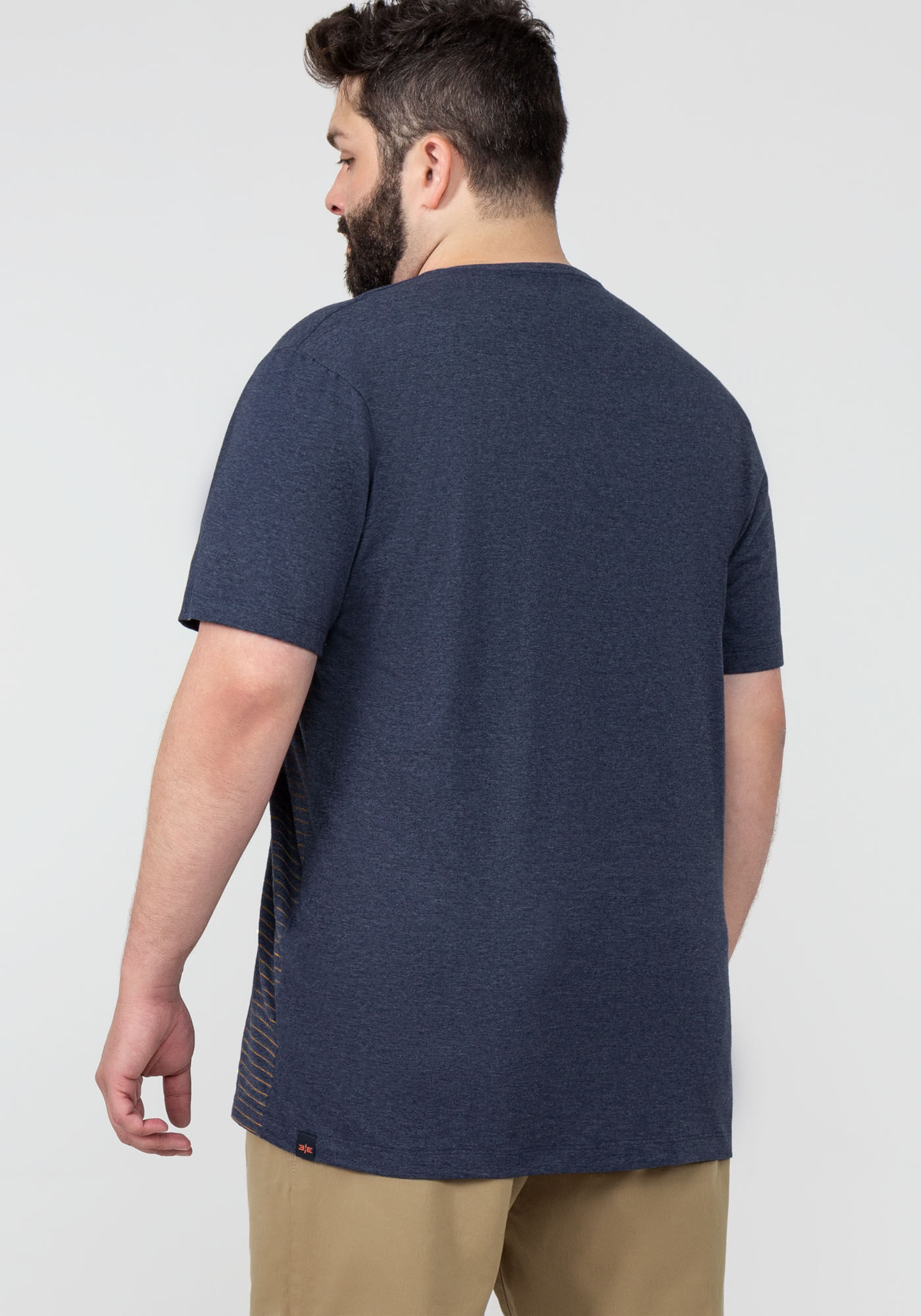 Camisa Masculina em Malha Listrada Big & Tall, MARINHO ACTION, large.