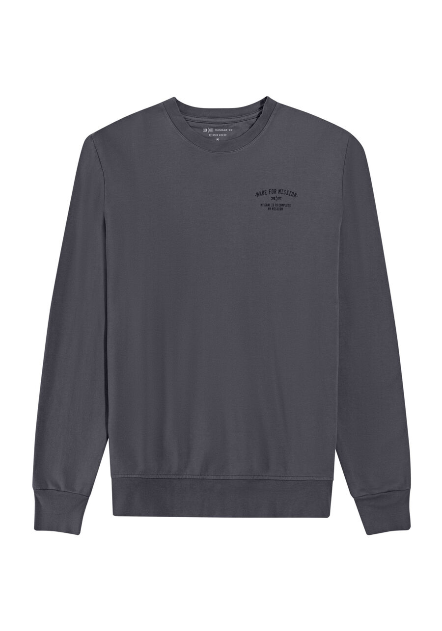 Blusão Masculino em Moletom com Detalhe Estampa, CINZA NOTI. Blusão Masculino em Moletom com Detalhe Estampa, CINZA NOTI, large.