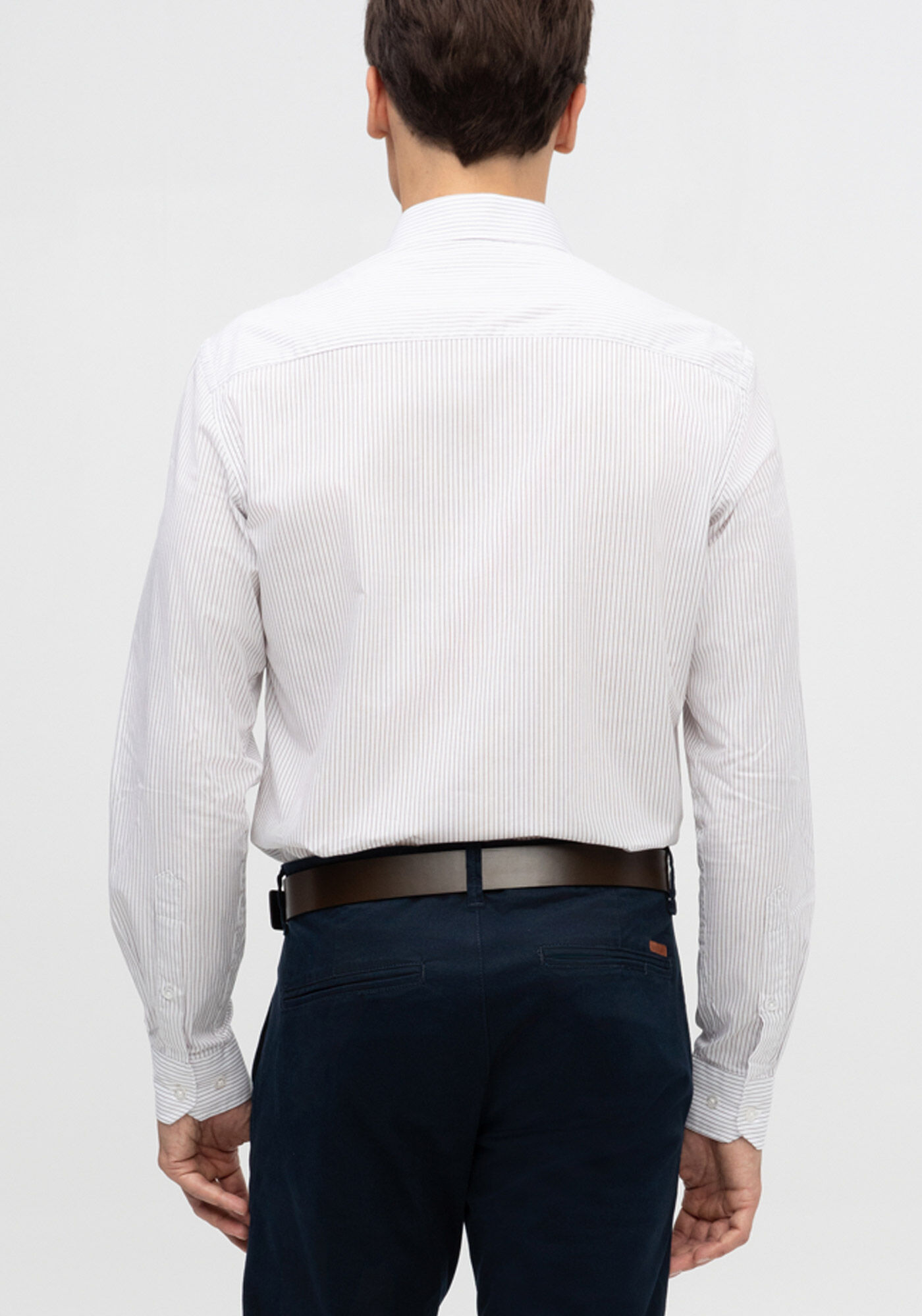 Camisa Masculina Slim Fit em Tricoline, BEGE TIGER, large.