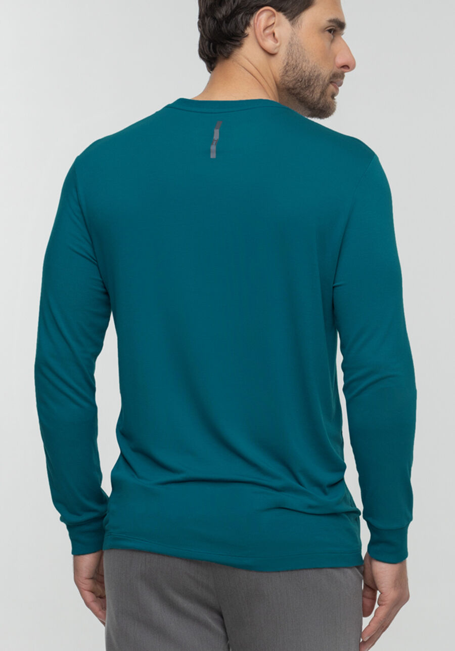 Camiseta De Mangas Longas Com Gola Redonda Em Malha Modal, AZUL FRANCA. Camiseta De Mangas Longas Com Gola Redonda Em Malha Modal, AZUL FRANCA, large.