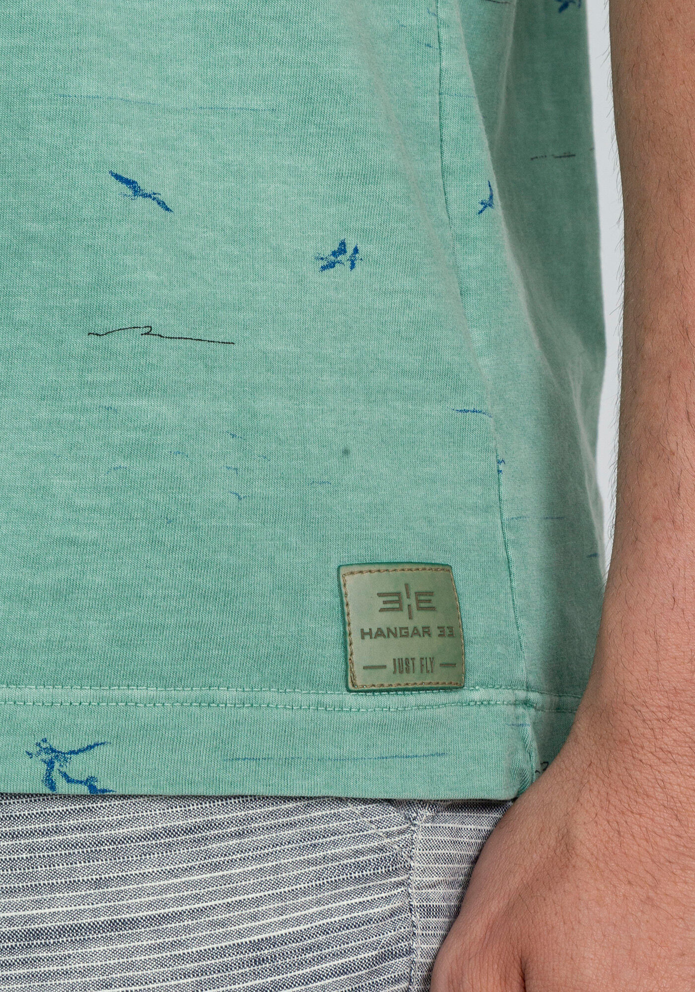 Camiseta em Malha com Corte a Fio, VERDE MINERAL, large.