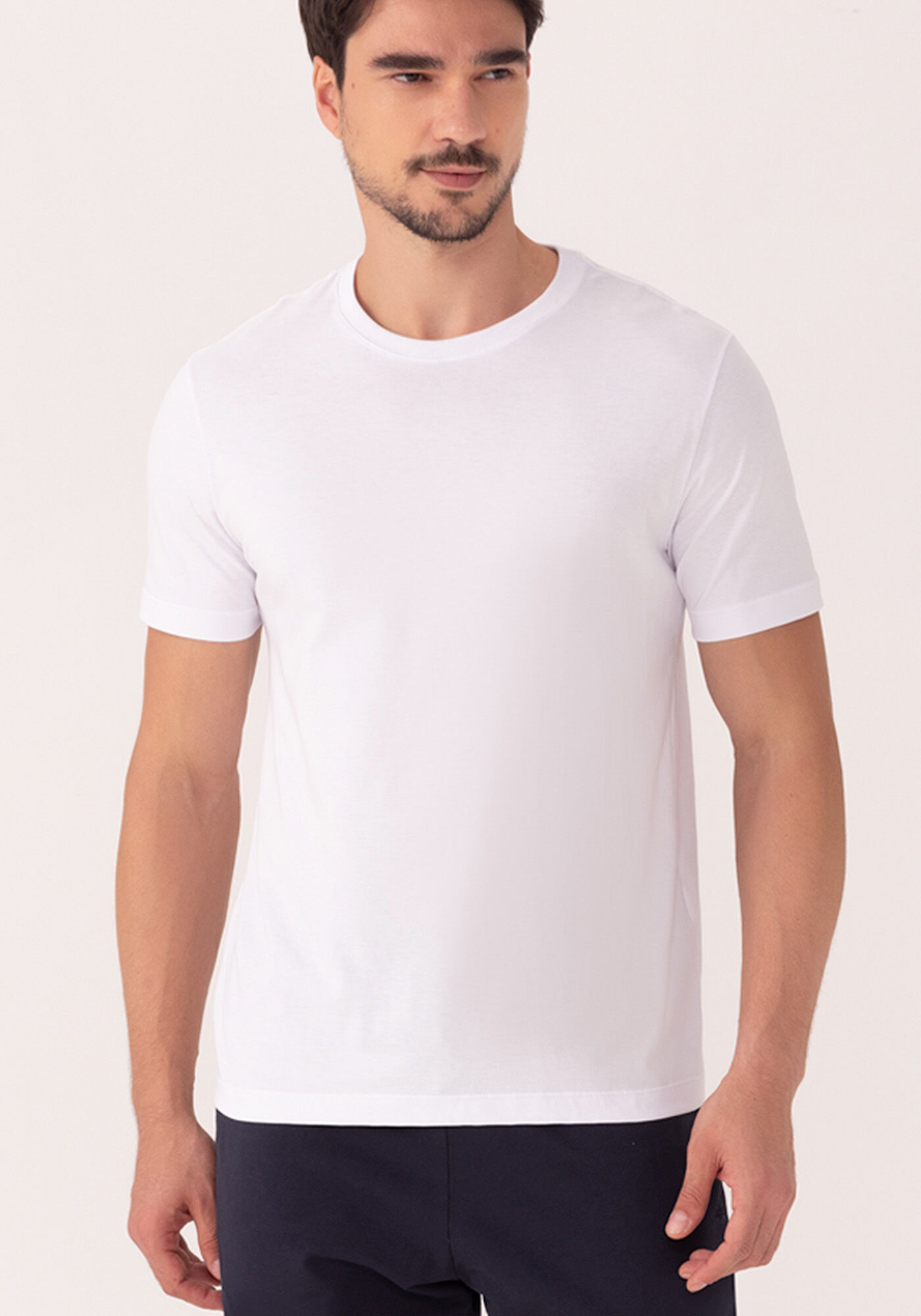 Camiseta De Mangas Curtas Em Malha De Algod&atilde;o Pima, BRANCO, large.