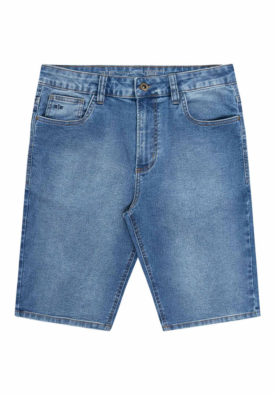 Bermuda Jeans Masculina Reta com Elasticidade, JEANS, large.